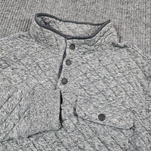 Faherty Sweater Mens XS Gray Epic Quilted Fleece Pullover 1/4‎ Snap Mock Neck